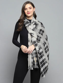 Monte Carlo - Womens Checks Grey Stole