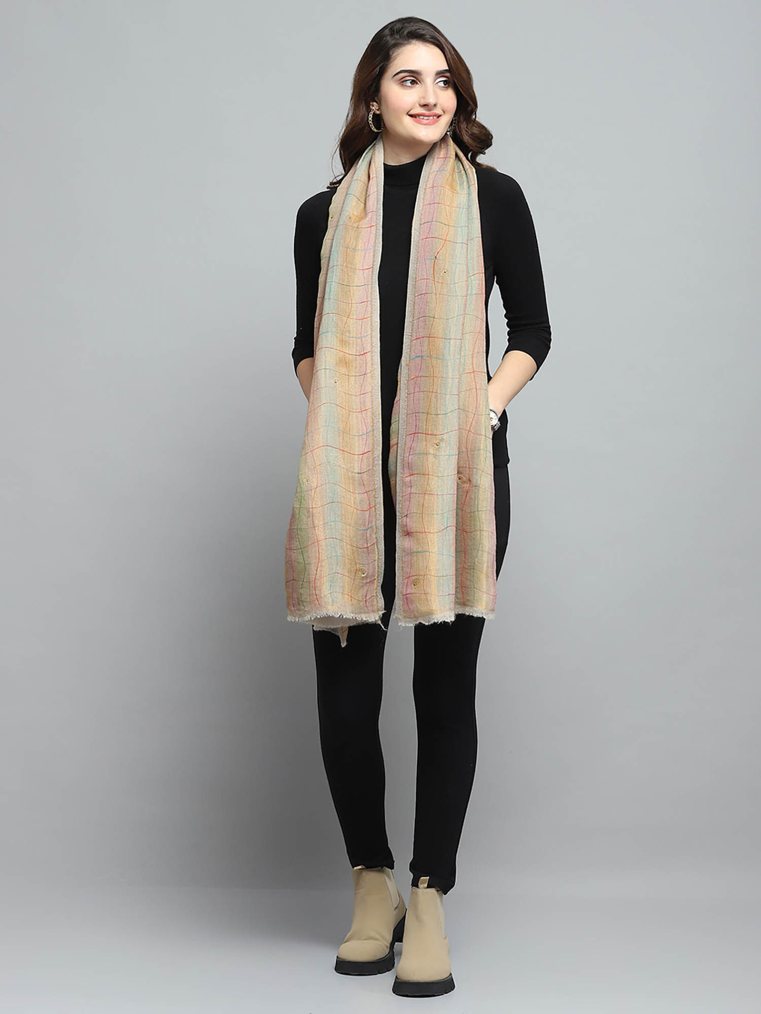 monte carlo Womens Woven Multi-Color Stole-picture-29