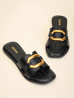 ROCIA - Black Women Casual Buckled Flats