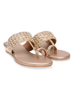 ROCIA - Gold Women Embroidered Sandals
