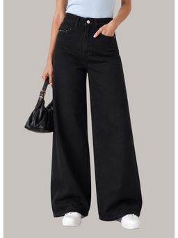 Twenty Dresses by Nykaa Fashion - Womens Washed High Waist Jet Black Jeans
