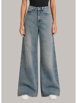 Twenty Dresses by Nykaa Fashion - Womens Washed High Waist Frost Blue Jeans