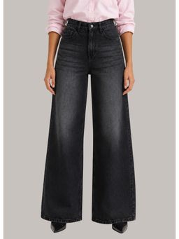 Twenty Dresses by Nykaa Fashion - Womens Washed High Waist Slate Black Jeans