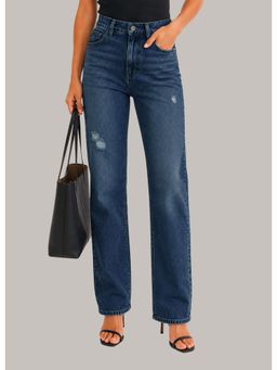 Twenty Dresses by Nykaa Fashion - Womens Washed High Waist Classic Blue Jeans