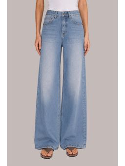 Twenty Dresses by Nykaa Fashion - Womens Washed High Waist Sky Blue Jeans
