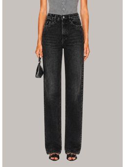 Twenty Dresses by Nykaa Fashion - Womens Washed High Waist Charcoal Jeans