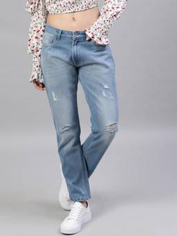 STREET 9 - Blue Straight Fit Mid Rise Jeans