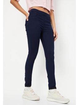 max - Womens Navy Blue Solid Jeggings