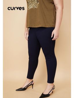 max - Womens Navy Blue Solid Jeggings