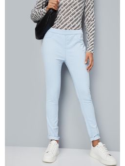 max - Womens Blue Solid Jeggings