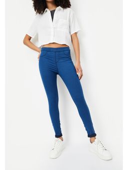max - Womens Blue Solid Jeggings