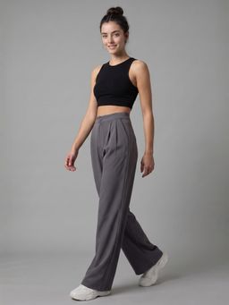 MIXT by Nykaa Fashion - Womens Solid Grey Straight Fit Korean Pant