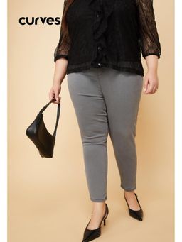 max - Womens Grey Solid Jeggings