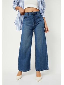 max - Womens Washed High Rise Wide Leg Jeans