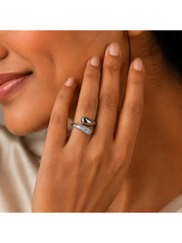 Ruby Raang Studio - Silver Bypass Dome and Pave Open Ring