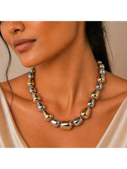 Ruby Raang Studio - Multi-Color Dual-Tone Teardrop Bead Statement Necklace