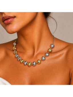 Ruby Raang Studio - Multi-Color Dual-Tone Puffed Heart Necklace