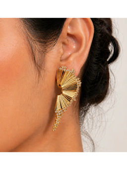 Ruby Raang Studio - White Fan Spike Crystal Fringe Earrings