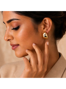 Ruby Raang Studio - High-Polish Gold Dome Crescent Huggie Earrings