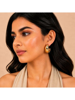 Ruby Raang Studio - Gold Chunky Dome Tube Hoop Earrings