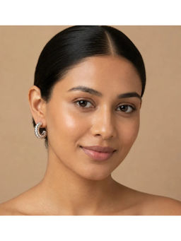 Ruby Raang Studio - Silver Crystal Pave Huggie Hoop Earrings