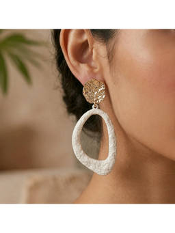 Ruby Raang Studio - Multi-Color Hammered Oval Loop Drop Earrings