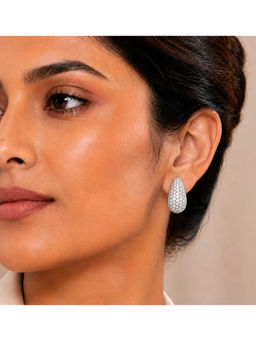 Ruby Raang Studio - White Rupa Dewdrop Pave Stud Earrings