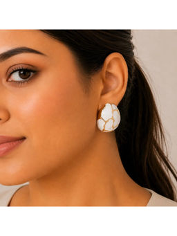 Ruby Raang Studio - White Enamel Crackle Dome Stud Earrings