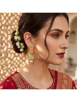 Ruby Raang Studio - Green Lakshmi Patra Jhumka Earrings