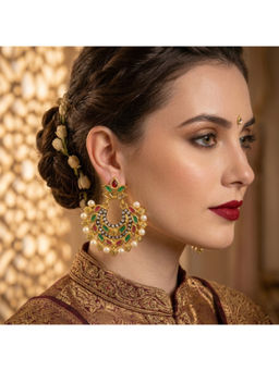 Ruby Raang Studio - Basant Kundan Chandbali Earrings