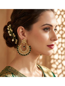Ruby Raang Studio - White Zeenat Kundan Chandbali Earrings