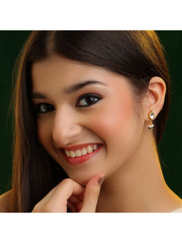 Ruby Raang Studio - White Panna Emerald Kundan Drop Earrings