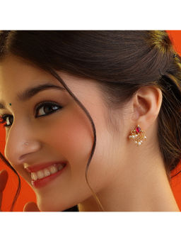 Ruby Raang Studio - Pink Gulal Ruby Pearl Cluster Drop Earrings