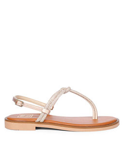 Viviblu - Women Champagne Gold Leather Flat Sandals