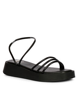 Viviblu - Women Black Leather Flat Sandals