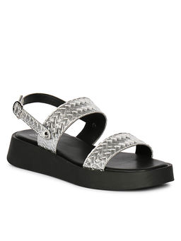 Viviblu - Silver Embossed Pu Leather Platform Sandals