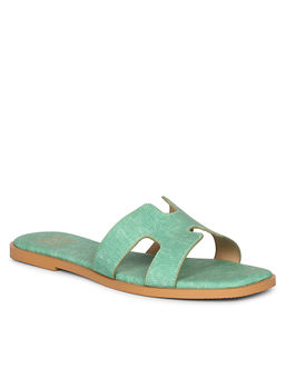 Viviblu - Green Denim Pu Leather Flats