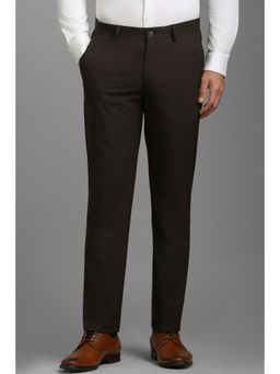 Louis Philippe - Men Brown Slim Fit Solid Flat Front Formal Trouser