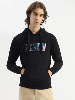 United Colors of Benetton - Black Regular Fit Hooded Neck Printed Terry Sweatshirt