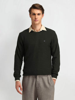 Arrow Sports - Green Solid Regular Fit Cotton Sweater