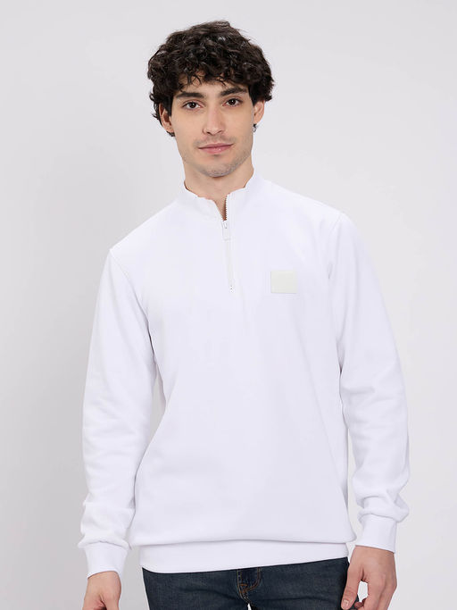 Spykar White Regular Fit Casual Sweatshirt