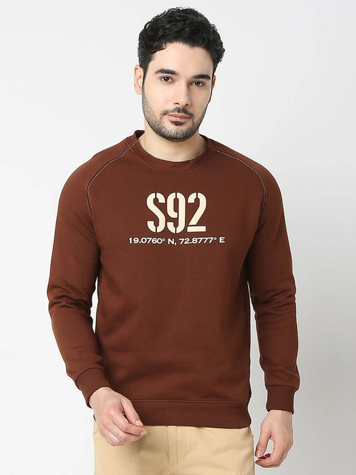 Spykar Friar Brown Regular Fit Casual Sweatshirt