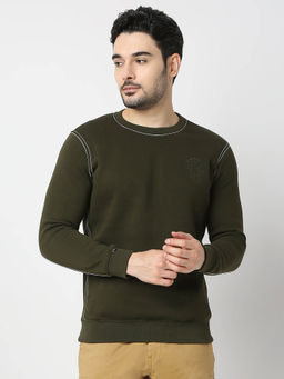 Spykar - Rifle Green Slim Fit Casual Sweatshirt