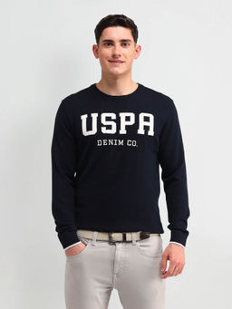U.S. POLO ASSN. - Navy Blue Brand Print Regular Fit Sweater