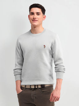 U.S. POLO ASSN. - Grey Solid Regular Fit Sweater