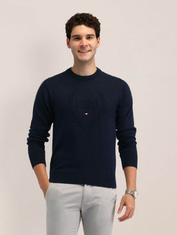 U.S. POLO ASSN. - Blue Brand Print Regular Fit Sweater