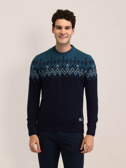 U.S. POLO ASSN. - Blue Printed Regular Fit Sweater