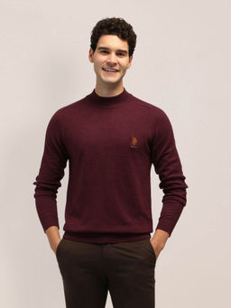 U.S. POLO ASSN. - Maroon Solid Regular Fit Sweater