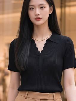 Style Quotient - Women Black Smart Casual Flat Knit Top