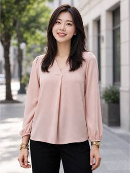 Style Quotient - Women Nude Solid Polymoss Twill Top
